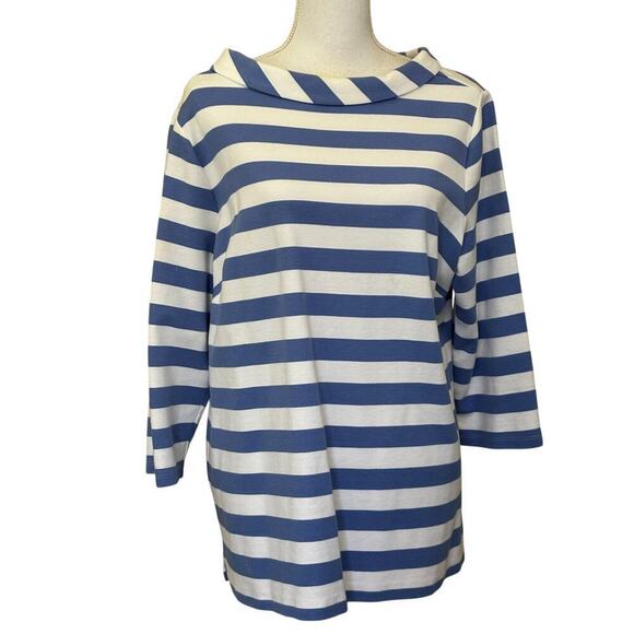 Talbots blue/white stripe knit top, 1X, nautical, coastal, summer, vacation - Picture 1 of 5
